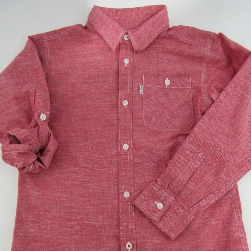 LEVI'S Kids Red Cotton Roll Sleeve Shirt